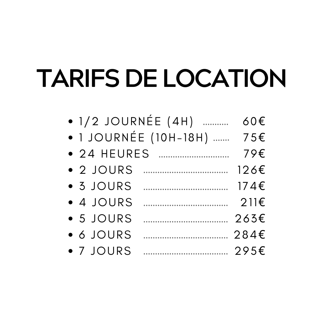 Tarif location VTTAE tout-suspendu